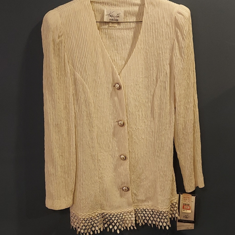 Kathie Lee Button Down‎ Seersucker Vintage Formal Top Jacket Size10